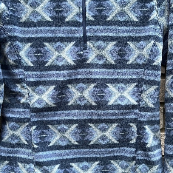 Eddie Bauer Aztec Pattern Blue 1/4 Zip Fleece Pullover S - Picture 3 of 8